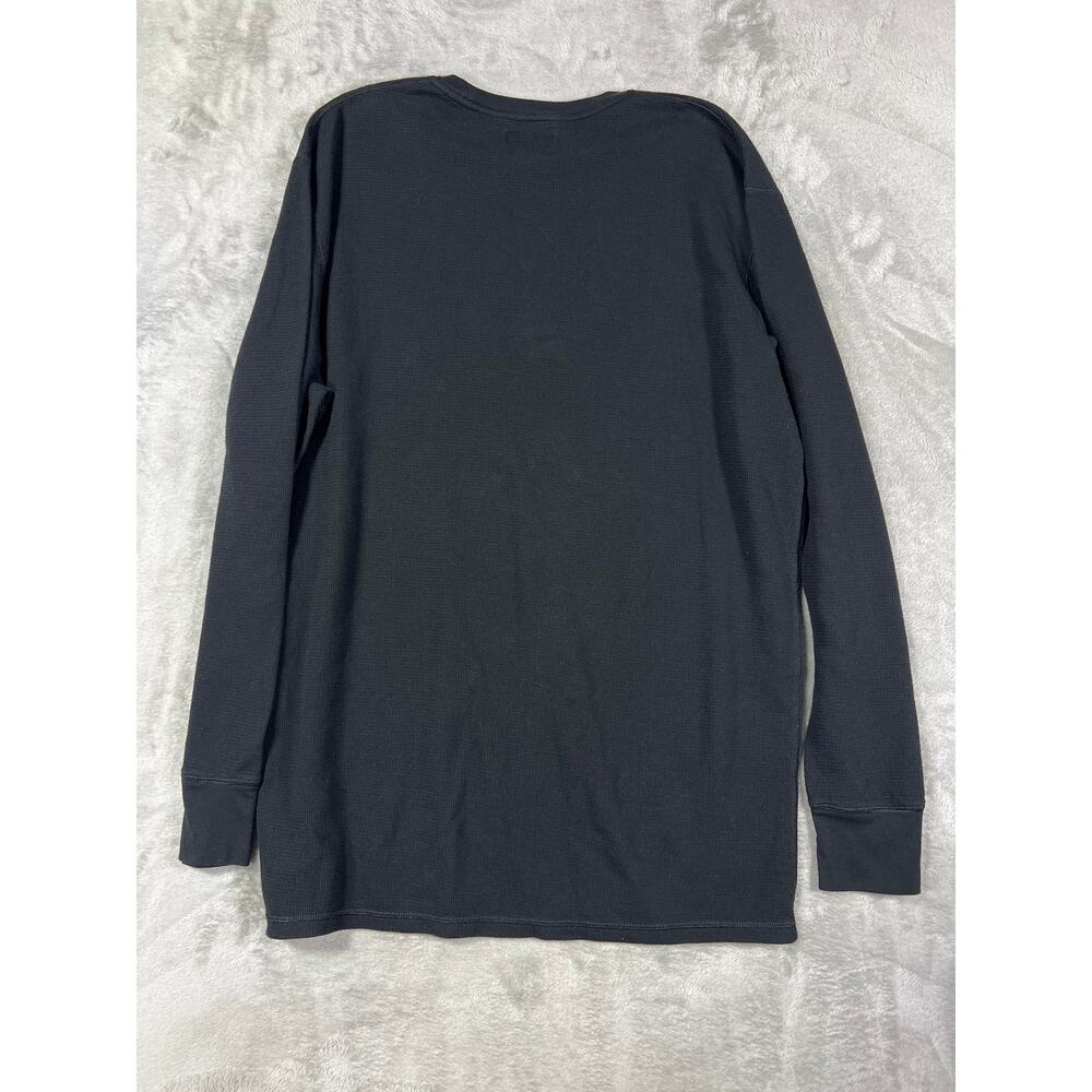 Polo Sleep Shirt Thermal  Black 2XLT Big Tall Waffle Knit - Picture 5 of 6